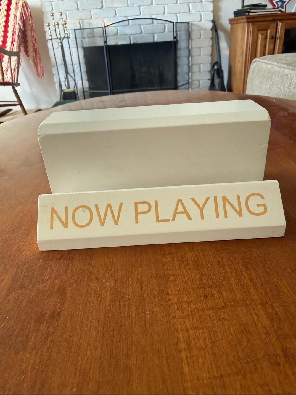 NOW PLAYING Decorative Sign - Cream with Gold Lettering